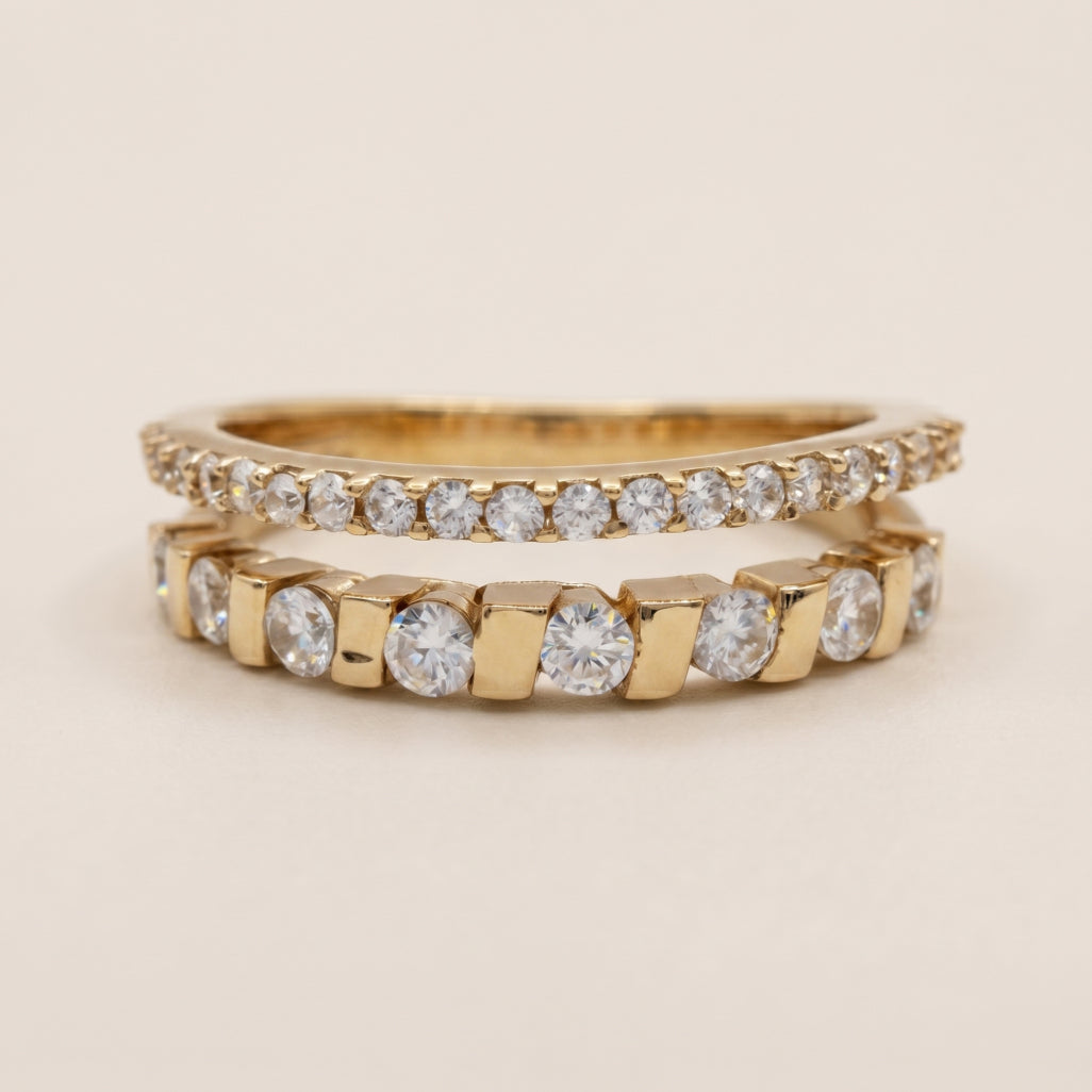 PavÃ© Arc Bar Set Double Stack Ring