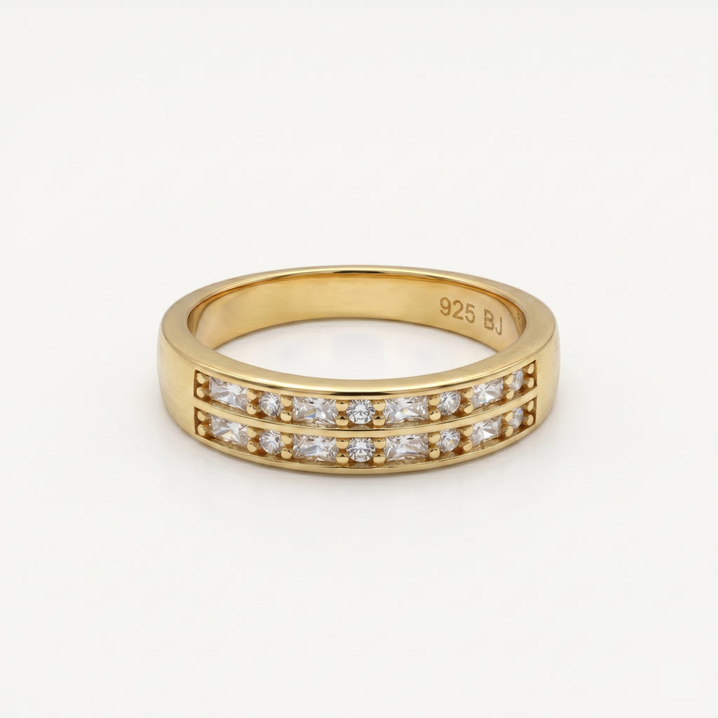 Princess Baguette Alternating Dual Row Band