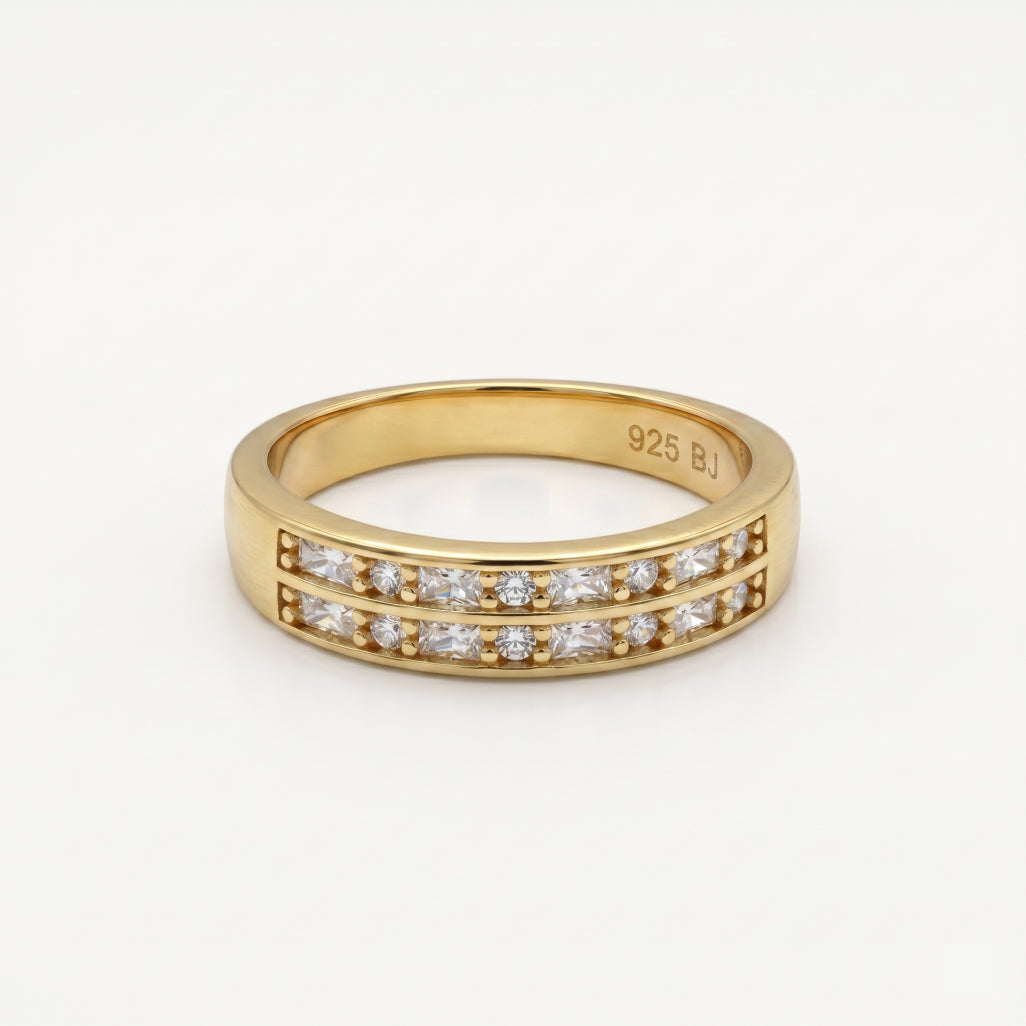 Princess Baguette Alternating Dual Row Band