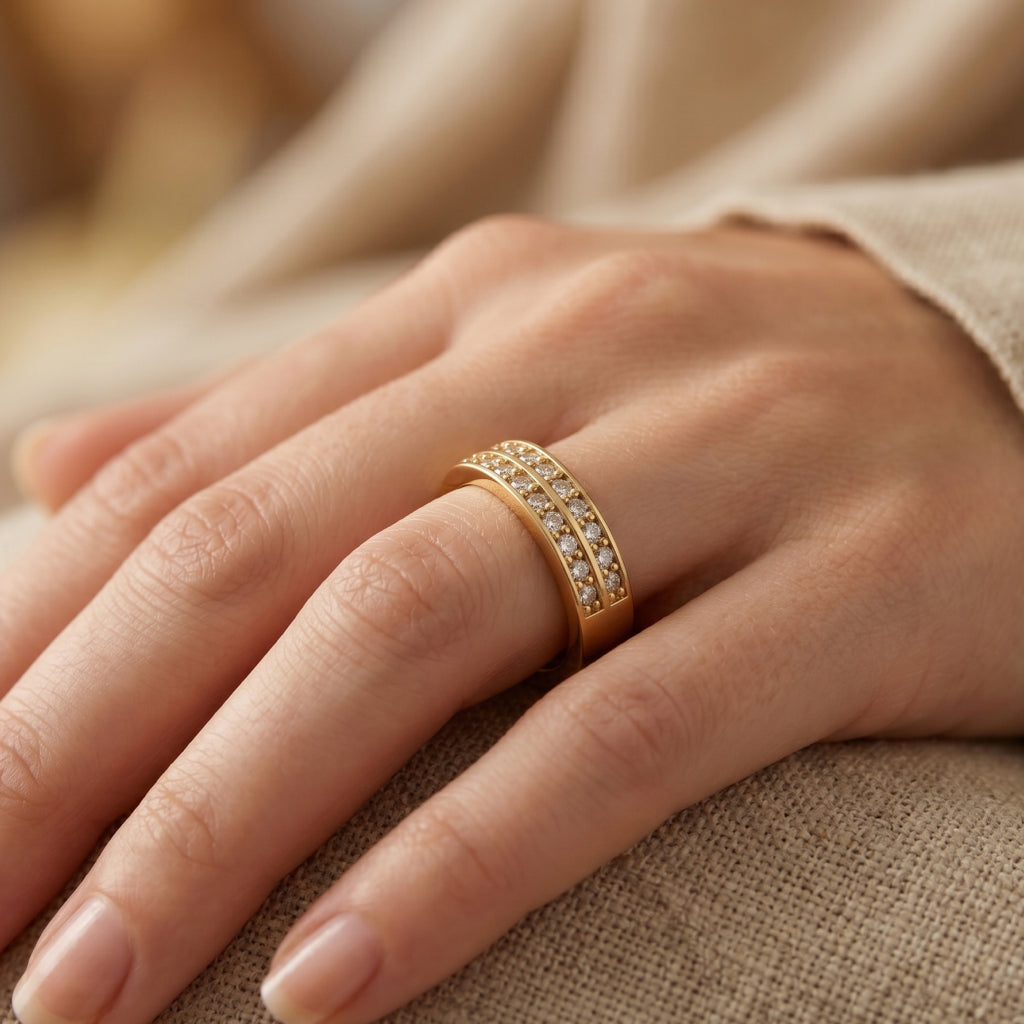 Princess Baguette Alternating Dual Row Band