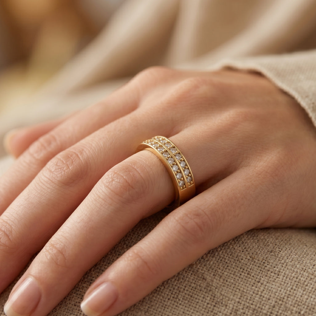 Princess Baguette Alternating Dual Row Band