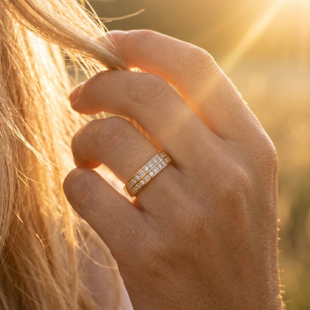 Princess Baguette Alternating Dual Row Band