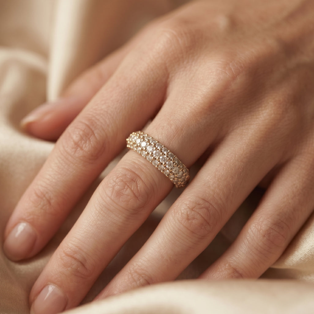 Triple Row Dome Pave Band