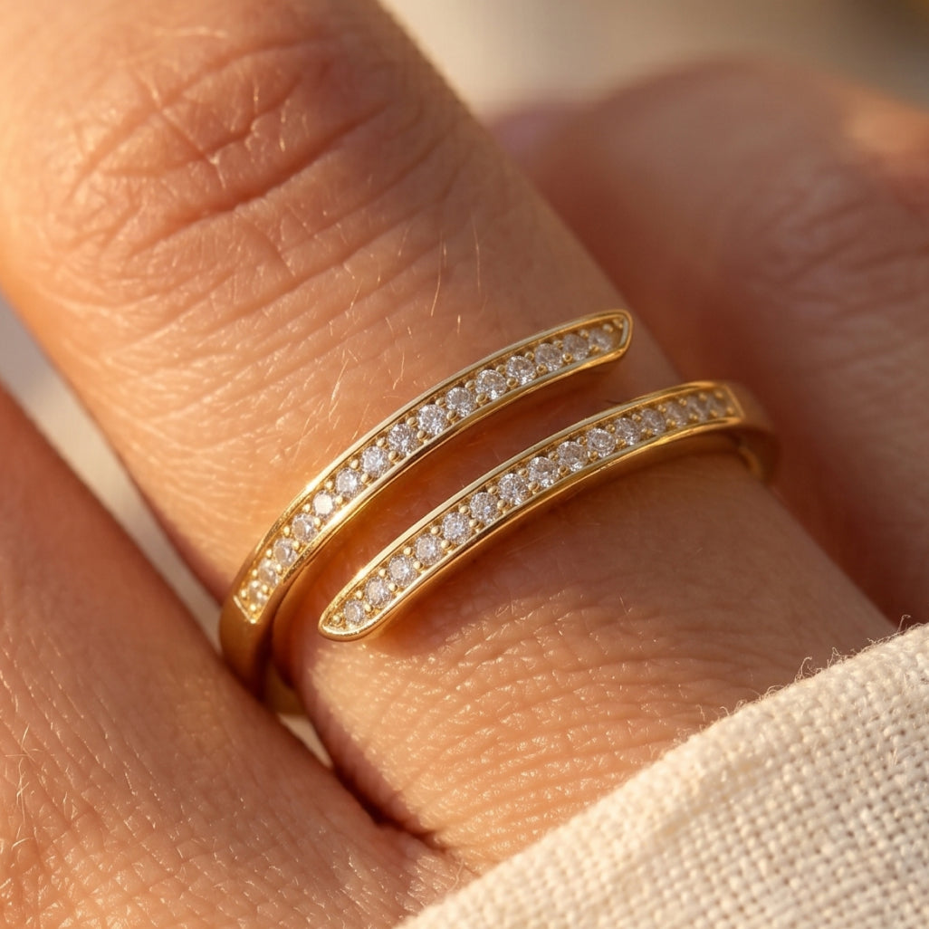 Coil Wrap Pave Open Ring