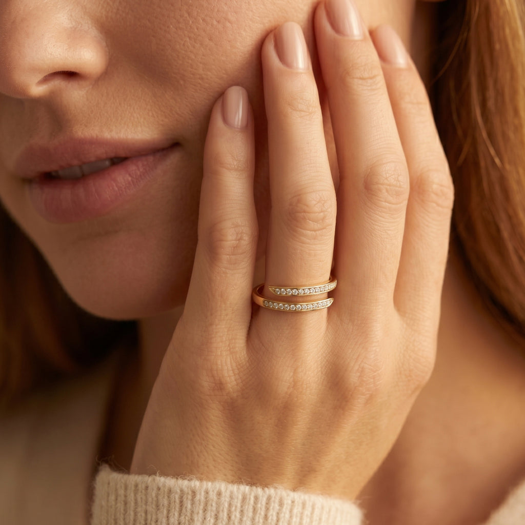 Coil Wrap Pave Open Ring