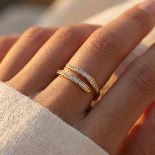 Coil Wrap Pave Open Ring