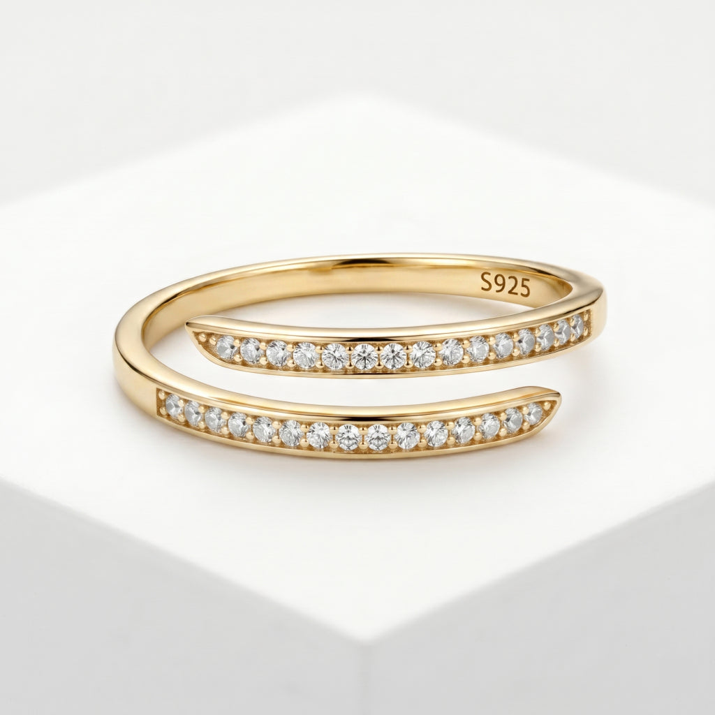 Coil Wrap Pave Open Ring