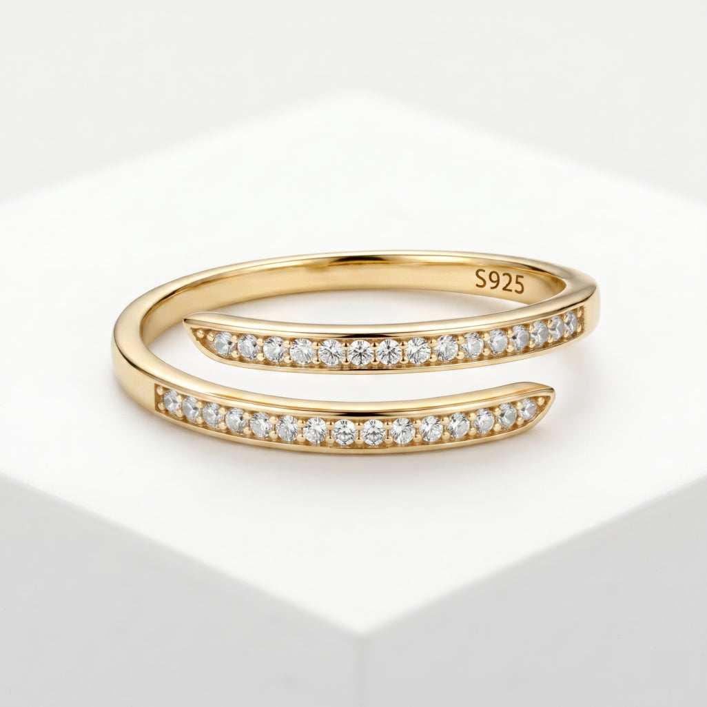 Coil Wrap Pave Open Ring