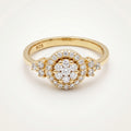 Round Cluster Halo Shoulder Ring