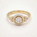 Round Cluster Halo Shoulder Ring