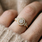 Round Cluster Halo Shoulder Ring