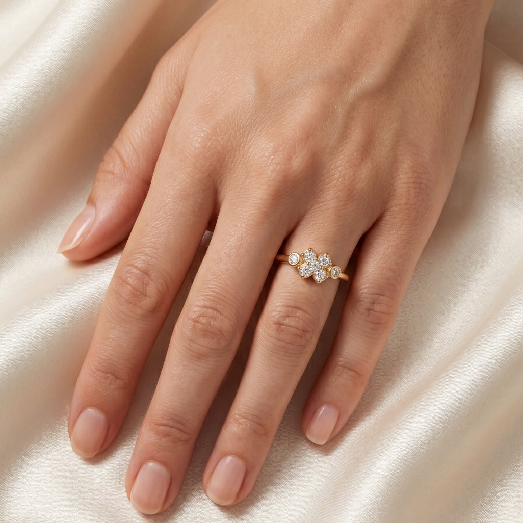 Diamond Cross Cluster Bezel Ring