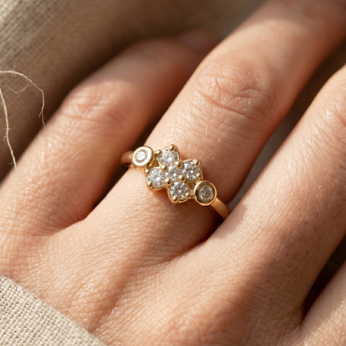Diamond Cross Cluster Bezel Ring