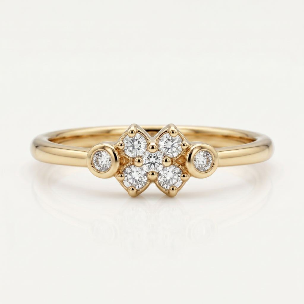Diamond Cross Cluster Bezel Ring