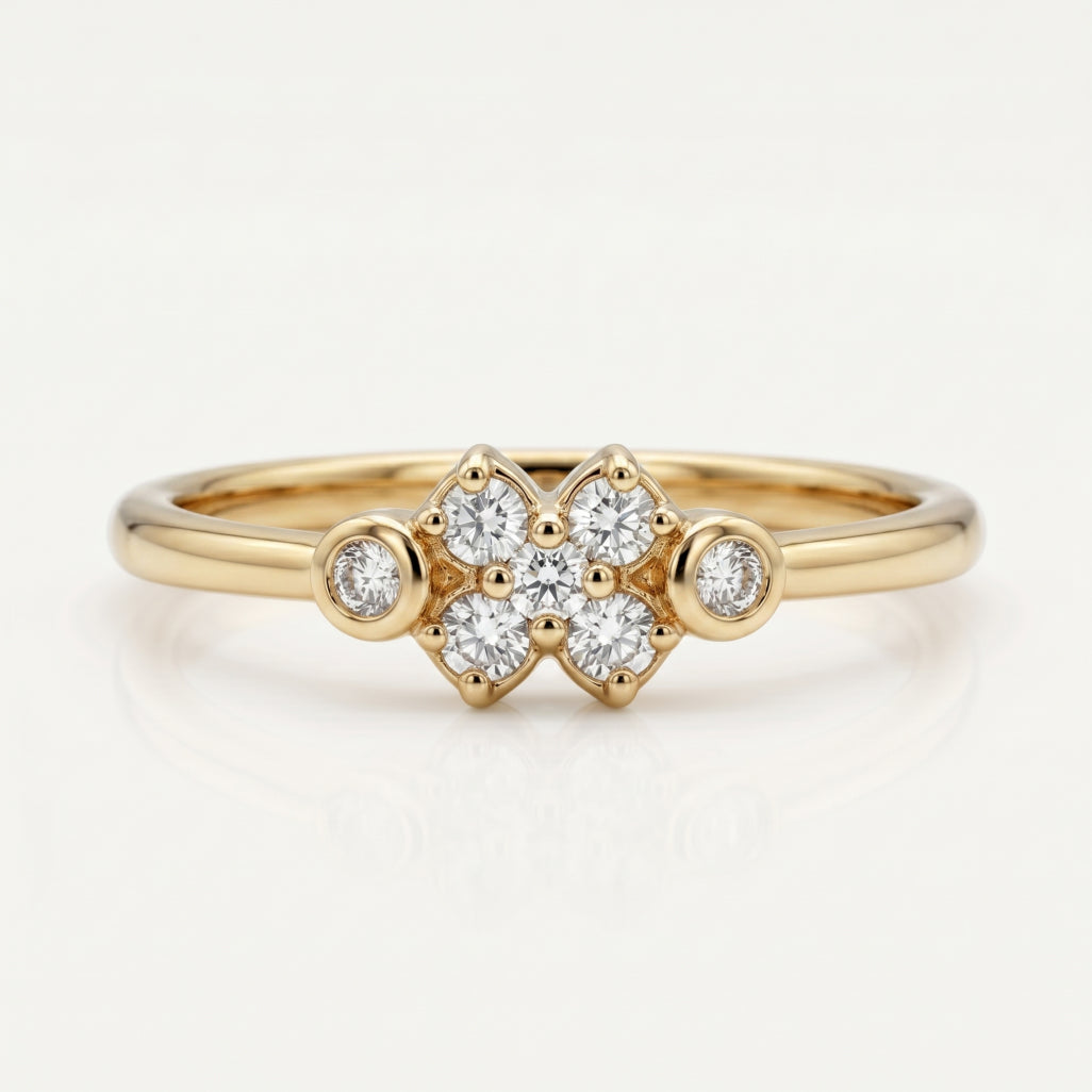 Diamond Cross Cluster Bezel Ring