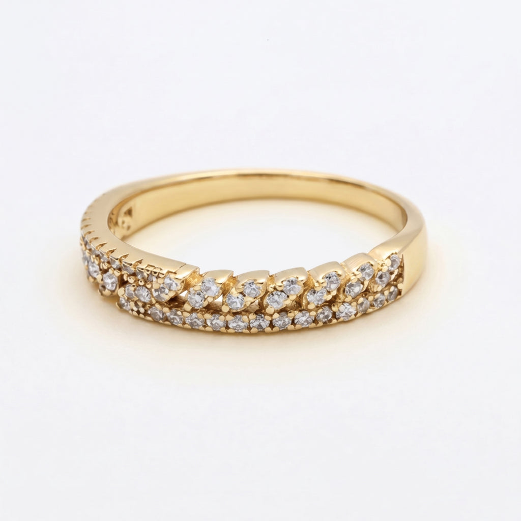 Curb Link Pave Dual Row Band