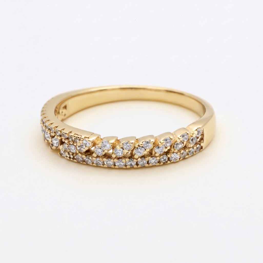 Curb Link Pave Dual Row Band
