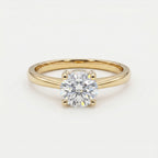 Four-Prong Round Solitaire Plain Shank Ring
