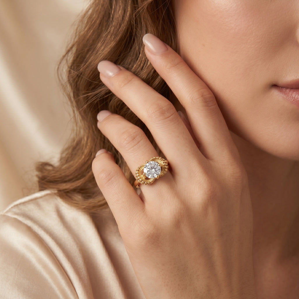 Textured Arch Solitaire Ring