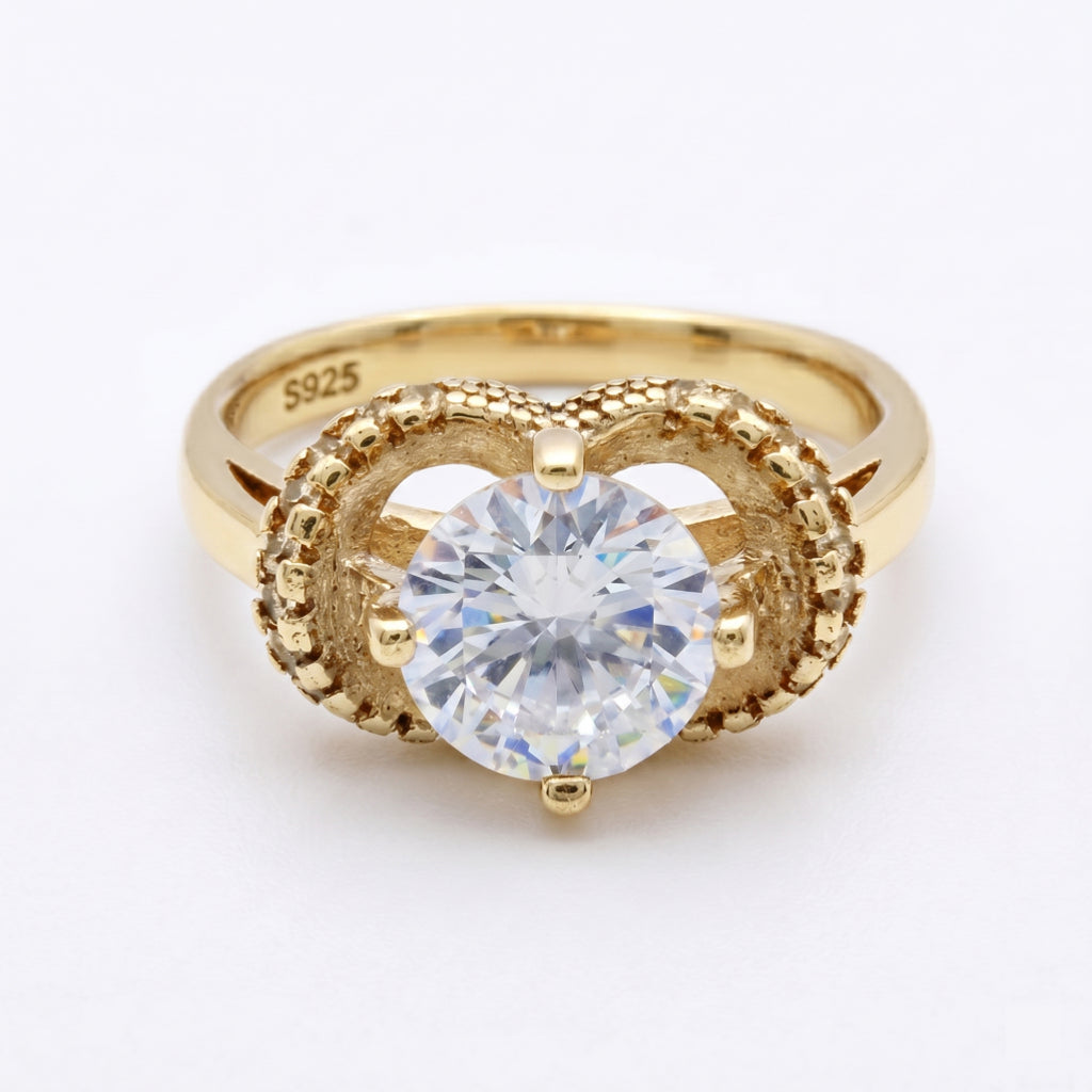 Textured Arch Solitaire Ring