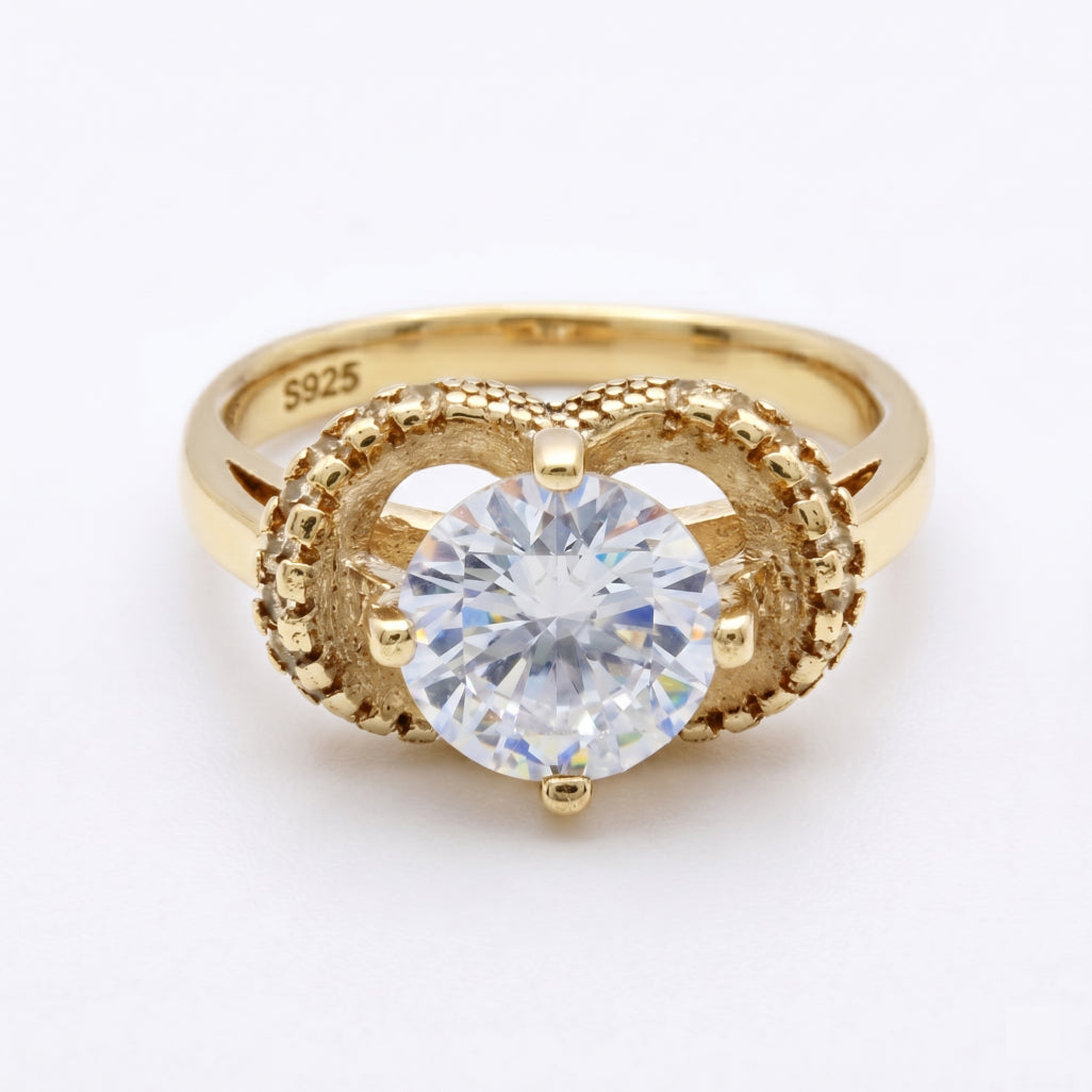 Textured Arch Solitaire Ring