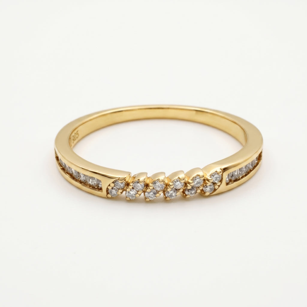 Zigzag Pave Channel Half-Eternity Band