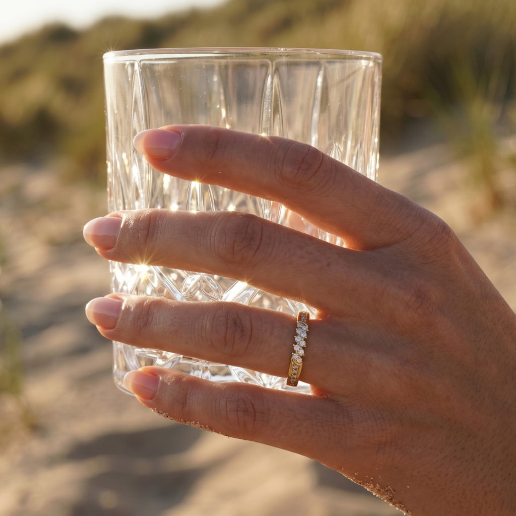 Zigzag Pave Channel Half-Eternity Band