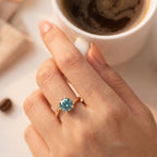 Teal Stone Bypass Solitaire Ring
