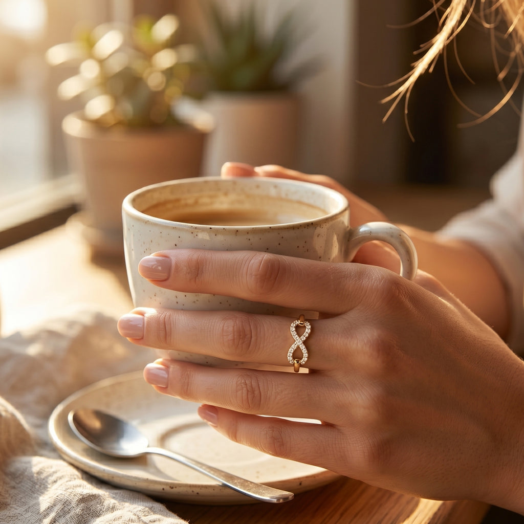 Pave Infinity Knot Ring
