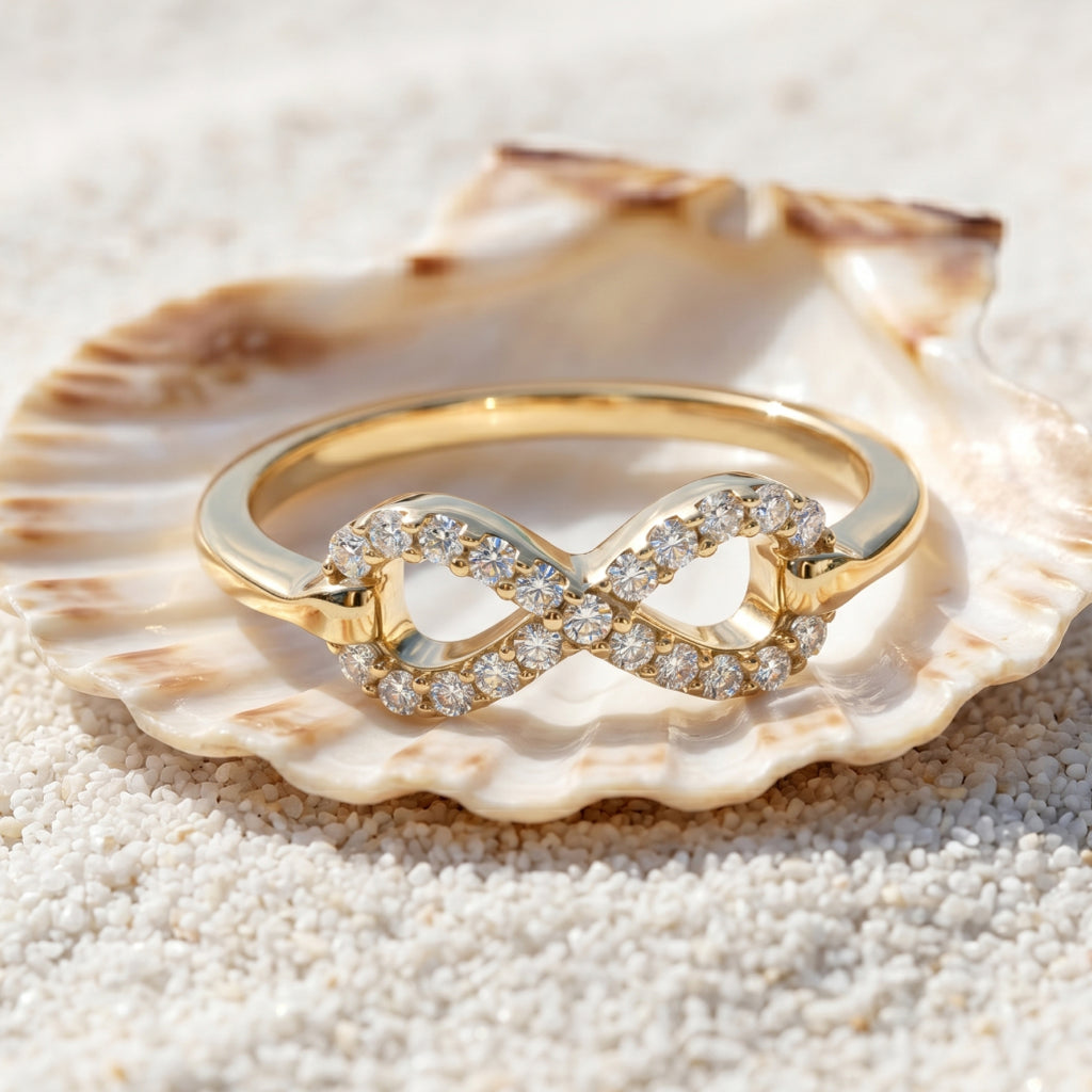 Pave Infinity Knot Ring