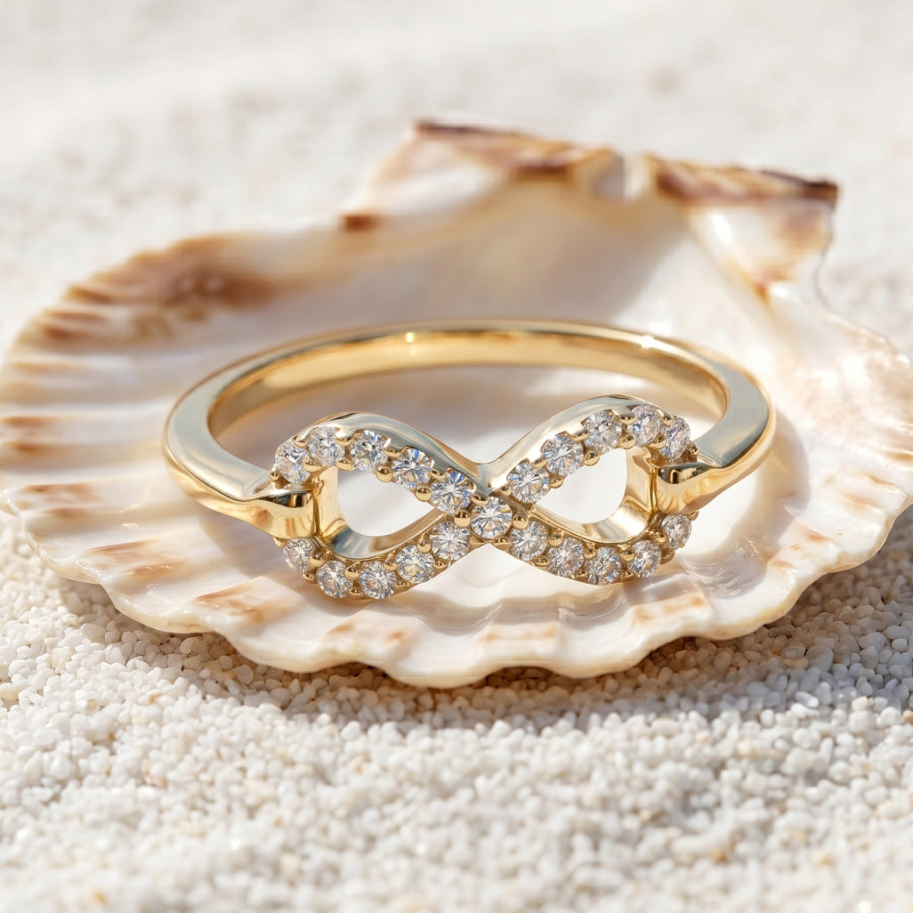 Pave Infinity Knot Ring