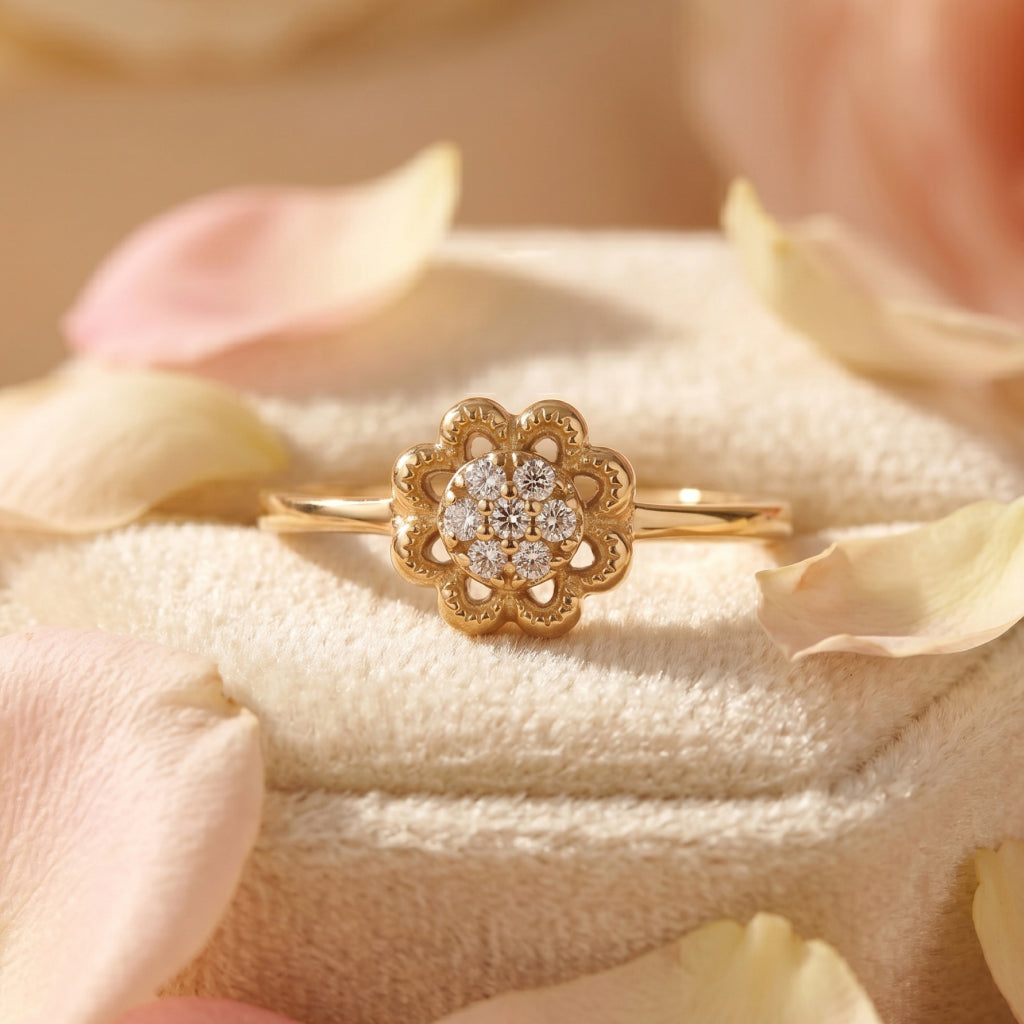 Scallop Petal Cluster Ring