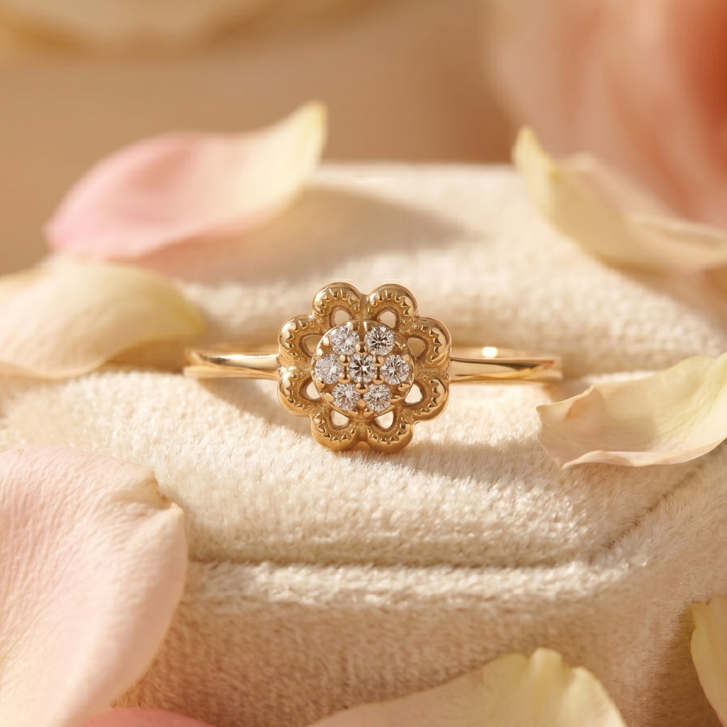 Scallop Petal Cluster Ring