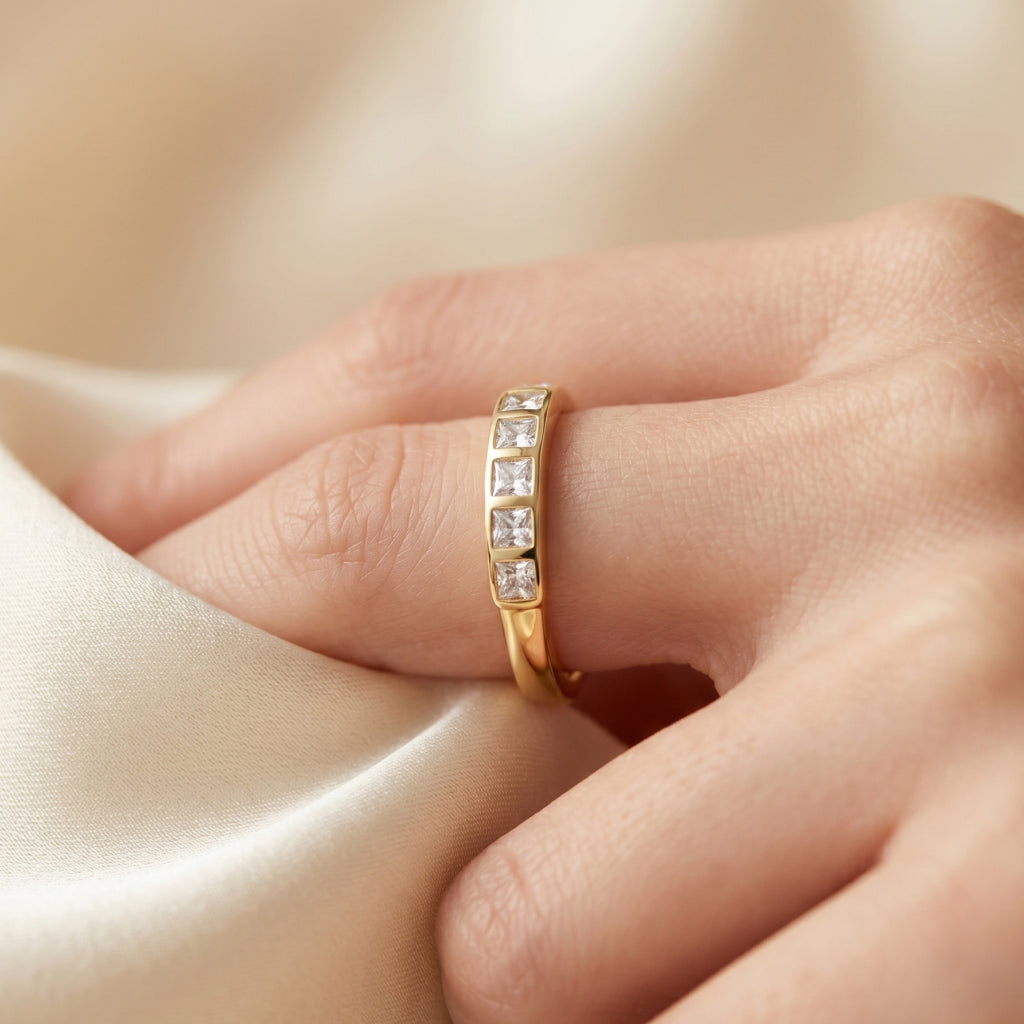 Five-Stone Princess Bezel Band
