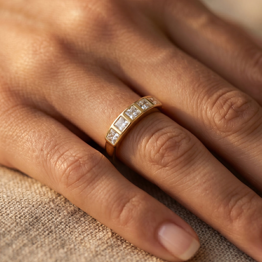 Five-Stone Princess Bezel Band