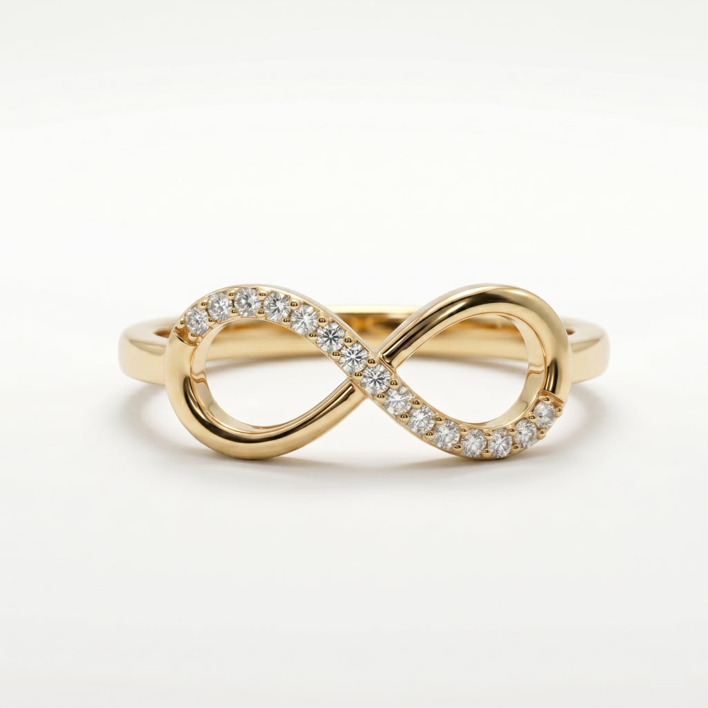 Half-Set Infinity Pave Ring