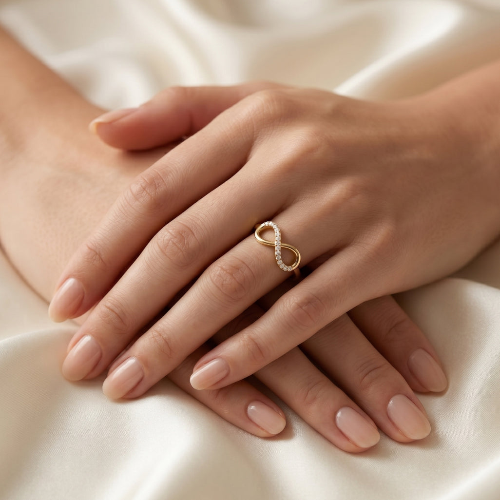 Half-Set Infinity Pave Ring