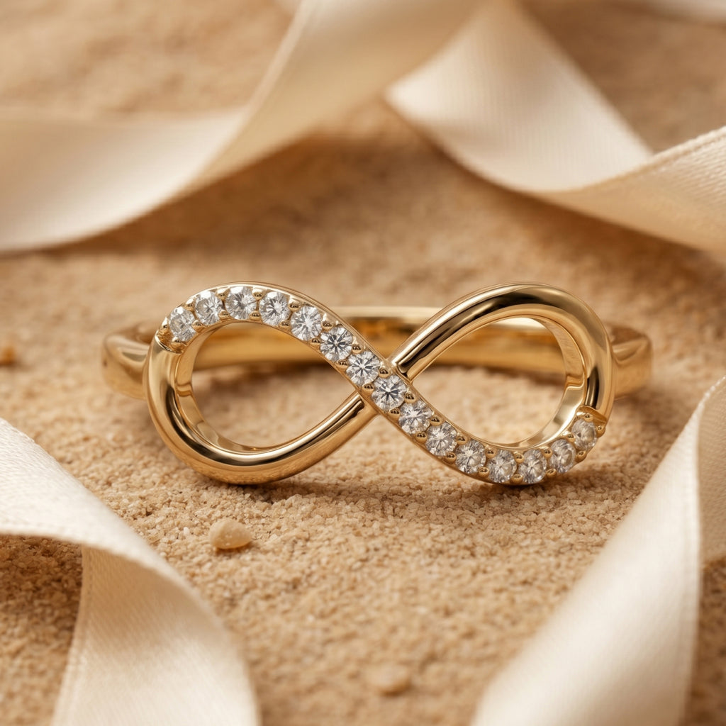 Half-Set Infinity Pave Ring