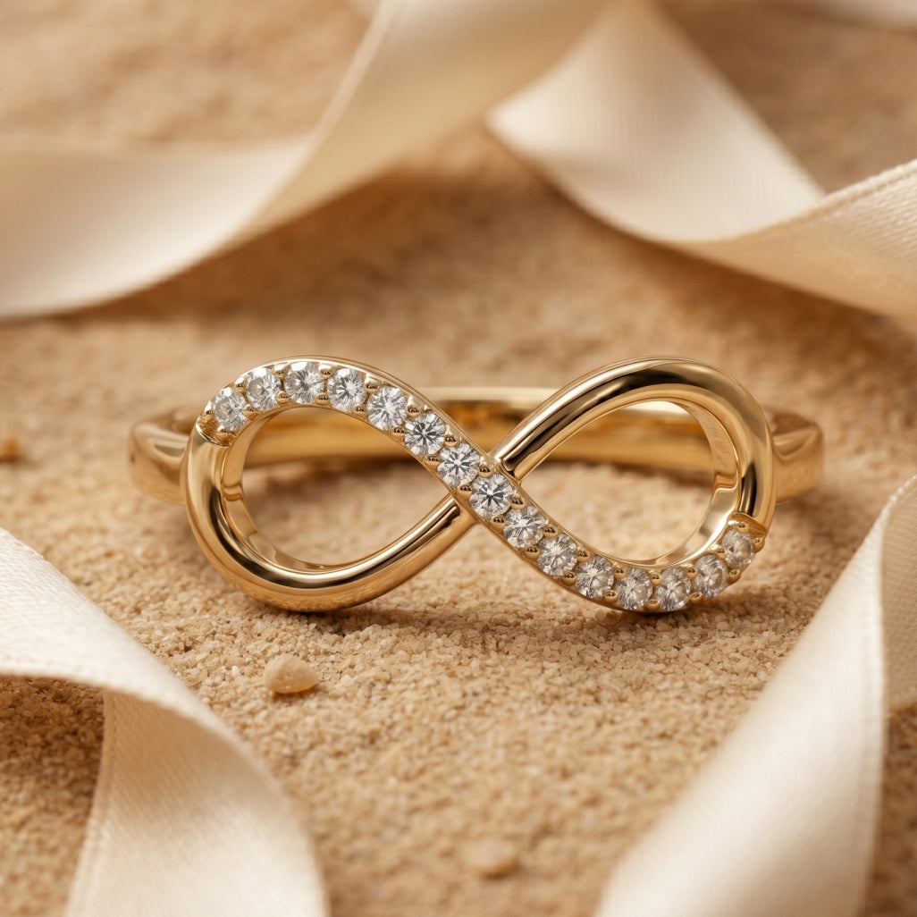 Half-Set Infinity Pave Ring