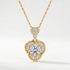 White Round Baguette Orbit Knot Heart Necklace 18k gold vermeil