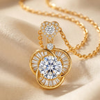 White Round Baguette Orbit Knot Heart Necklace 18k gold vermeil