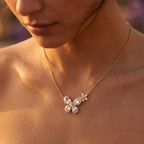 Crystal Heart Butterfly Flower Station Necklace 18k gold vermeil