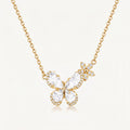 Crystal Heart Butterfly Flower Station Necklace 18k gold vermeil