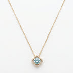 Aqua Round Clover Halo Necklace 18k gold vermeil