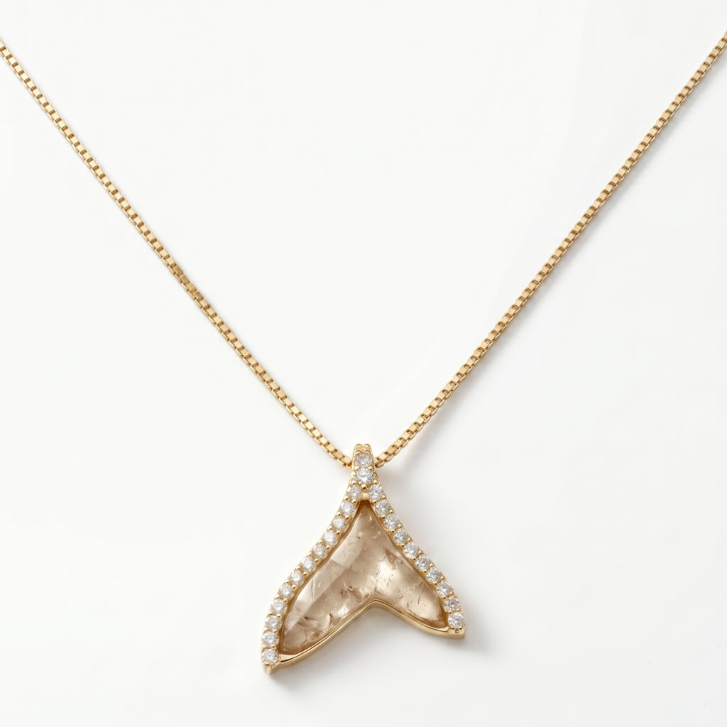 Mermaid Tail Crystal Pave Pendant Necklace 18k gold vermeil