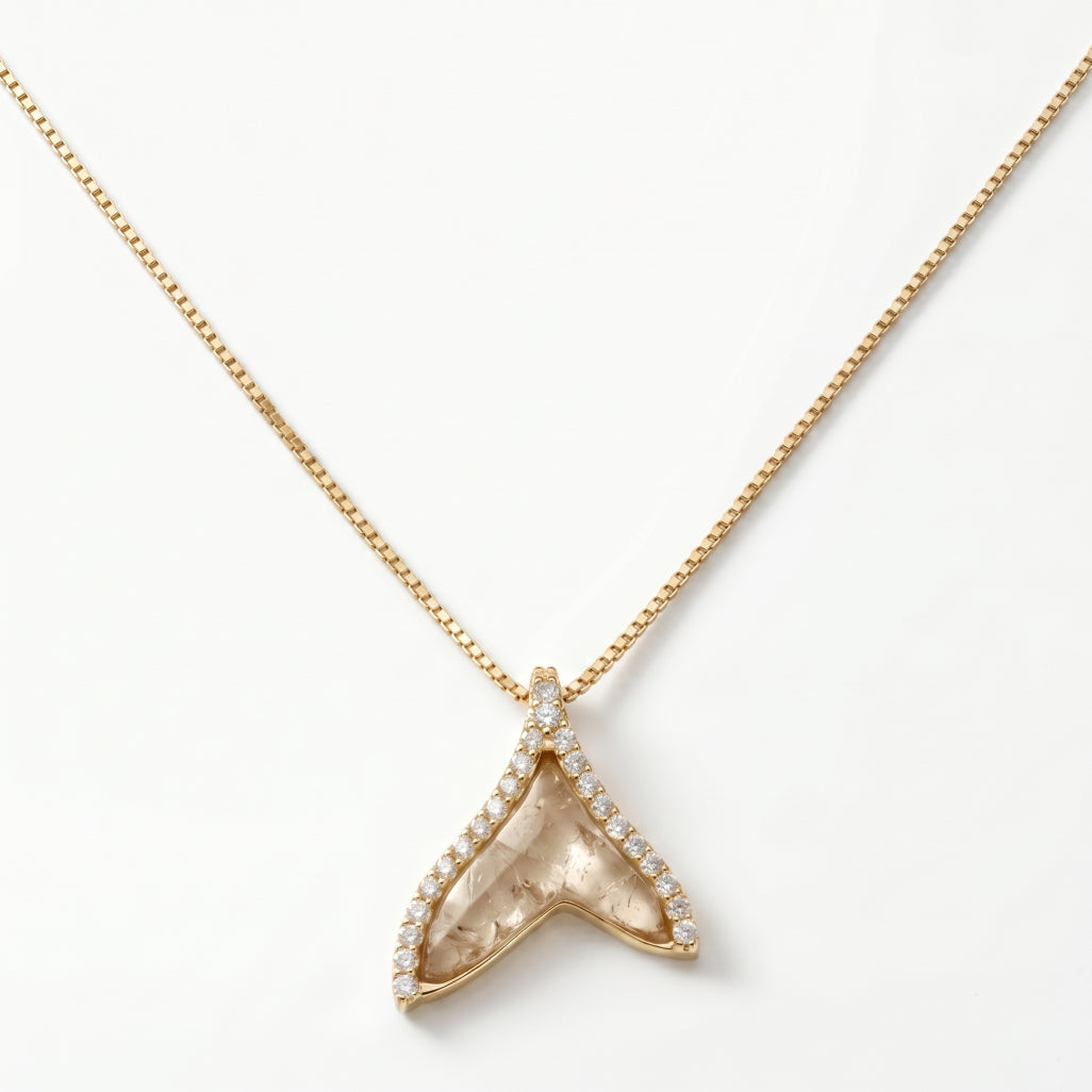 Mermaid Tail Crystal Pave Pendant Necklace 18k gold vermeil