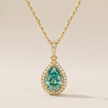 Teal Pear Diamond Halo Pendant Necklace 18k gold vermeil