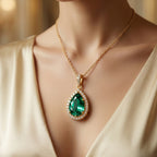 Teal Pear Diamond Halo Pendant Necklace 18k gold vermeil