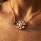 Pearl Centre Daisy Stem Necklace 18k gold vermeil