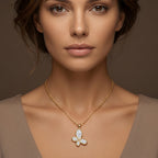 CZ Bezel Butterfly Pendant Necklace 18k gold vermeil